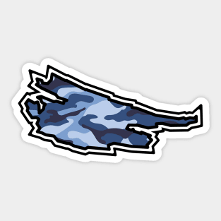 Saturna Island Silhouette in Blue Camouflage Pattern - Army Camo - Saturna Island Sticker